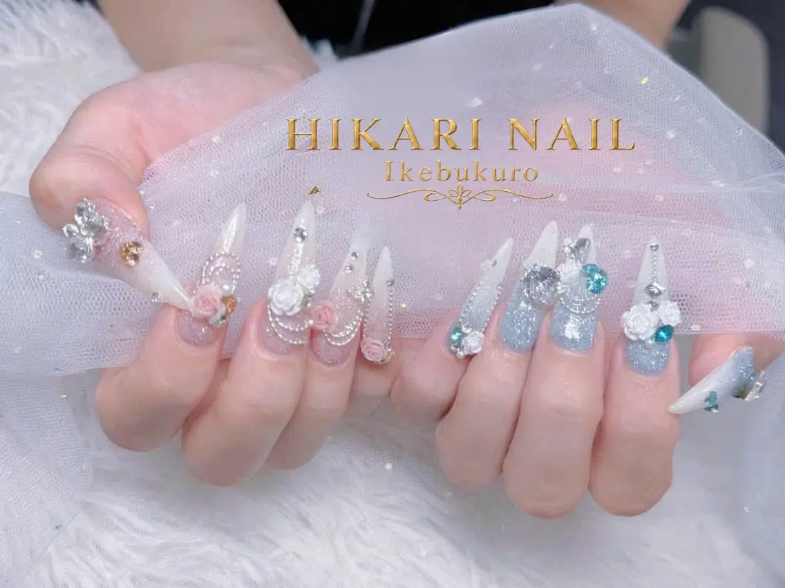 ネイル チークネイル 長さ出し フレンチネイル ガーリー ハロウィン ハンドネイル HikariNail Ikebukuroのネイルデザイン