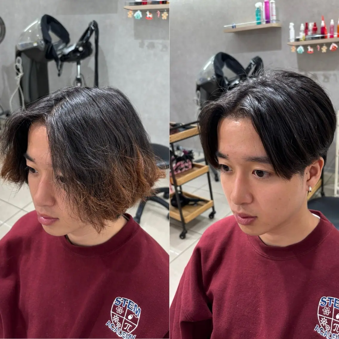 ミディアム パーマ メンズ カット 縮毛矯正 メンズ比率 90%/林慶太のヘアスタイル