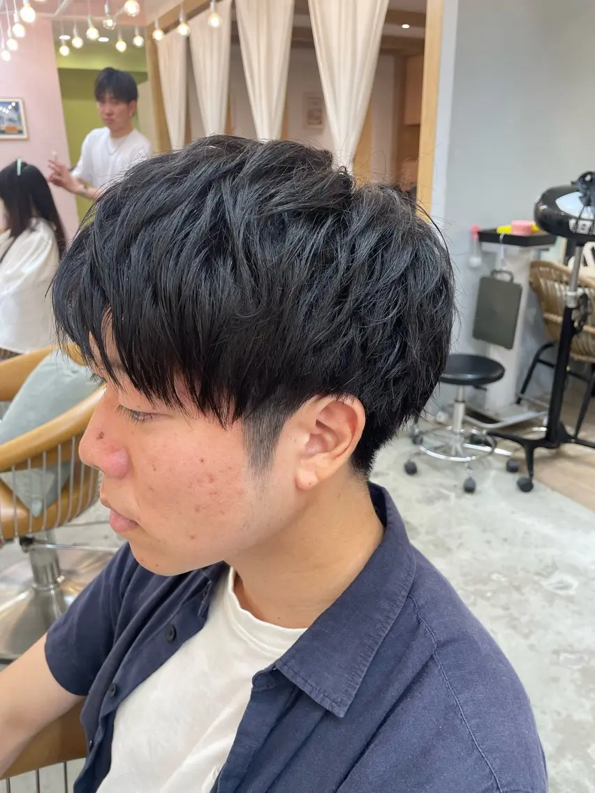 メンズ オリーブベージュ/ボ ブ縮毛矯正たまき🧡のヘアスタイル