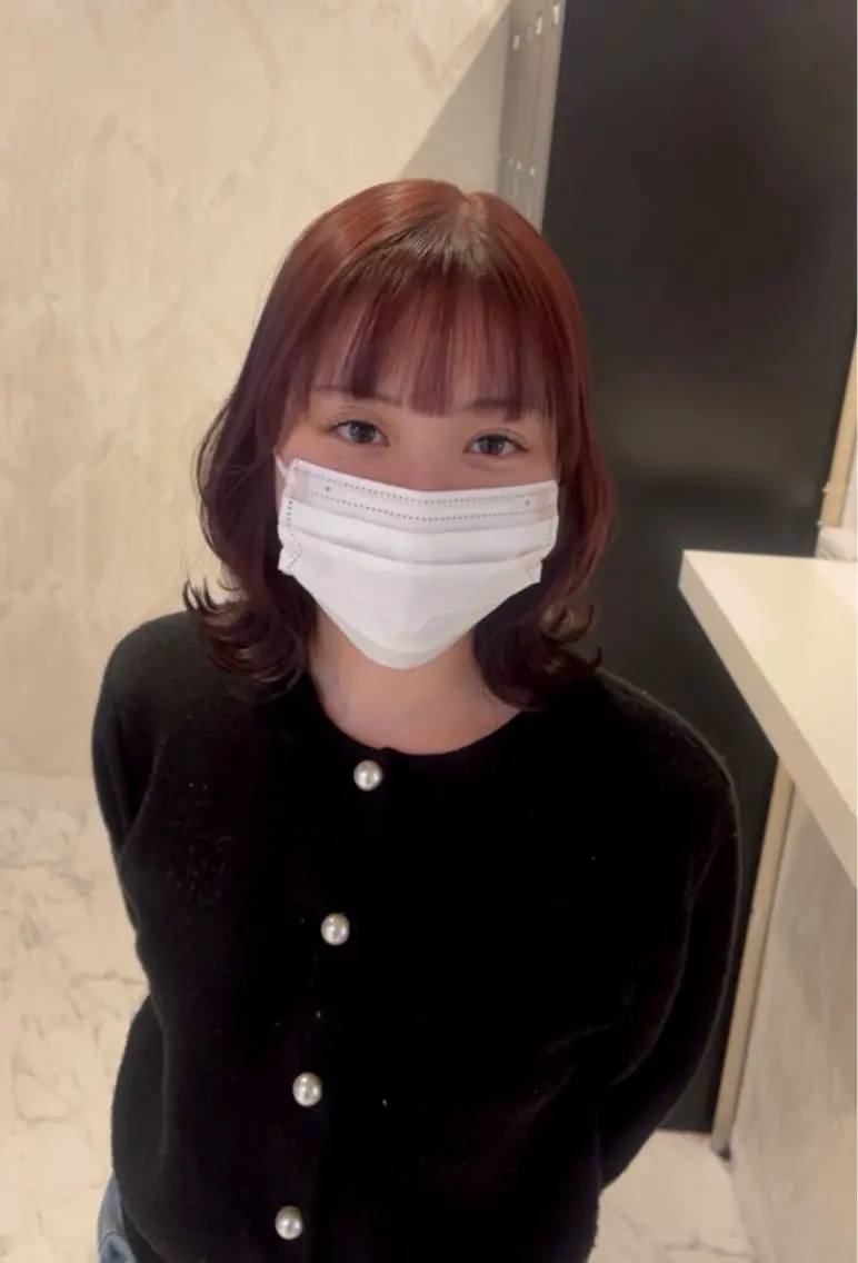 ミディアム カラー ラベンダーカラー ピンクカラー ピンクラベンダー くびれヘア ヘアカラー 石川 花奈のヘアスタイル
