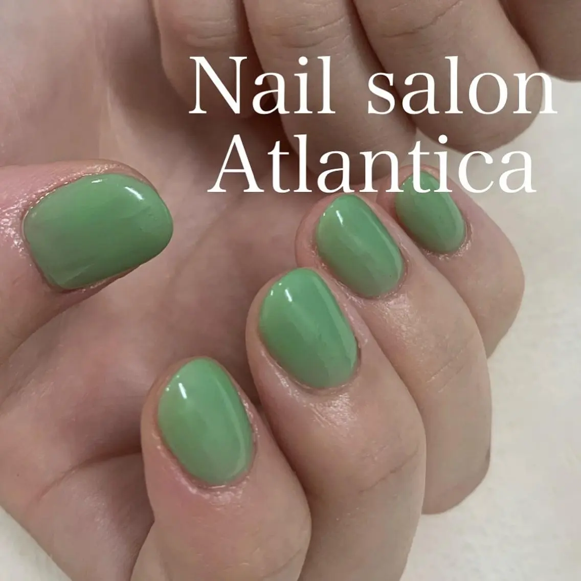 ネイル グリーン ハンドネイル Nail salon ✩ ｱﾄﾗﾝﾃｨｶのネイルデザイン