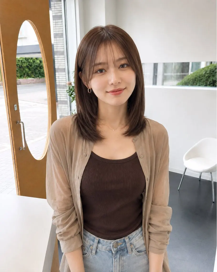 ミディアム カット 縮毛矯正 トリートメント 松本 将太のヘアスタイル
