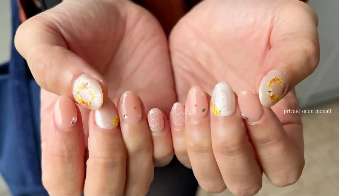 ネイル フラワーネイル ハンドネイル nail salon monailのネイルデザイン