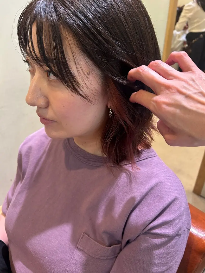セミロング カラー オーガニックカラー 髪質改善 久木原 ゆりのヘアスタイル
