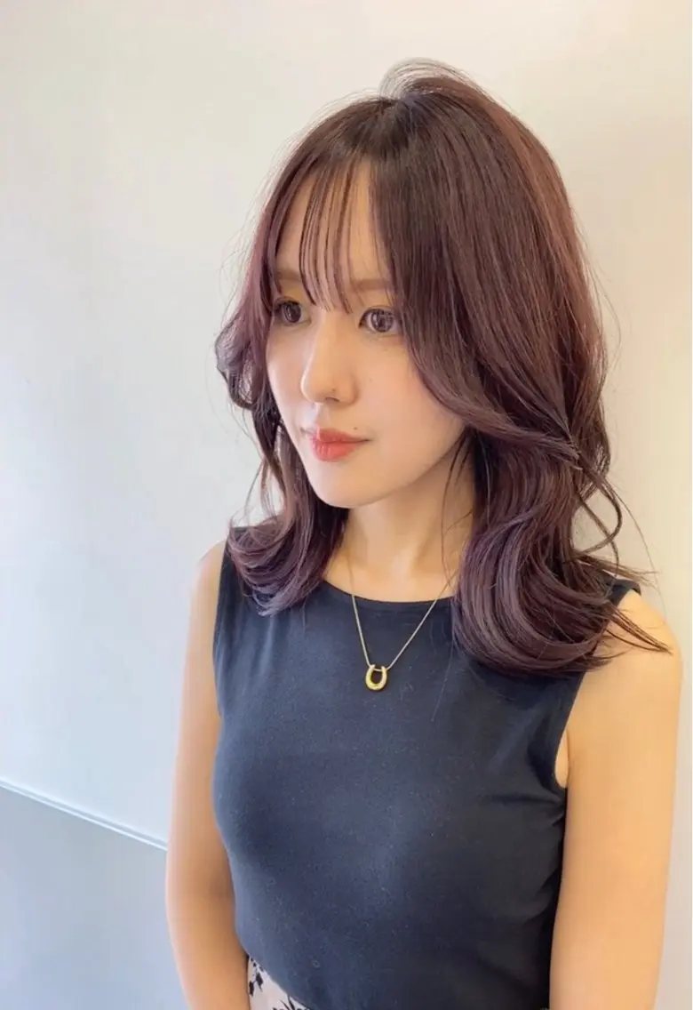 セミロング カラー ラベンダーカラー ピンクカラー ピンクラベンダー 韓国風ヘア レイヤーカット カット ヘアカラー トリートメント 韓国ヘア🇰🇷 スズキのヘアスタイル