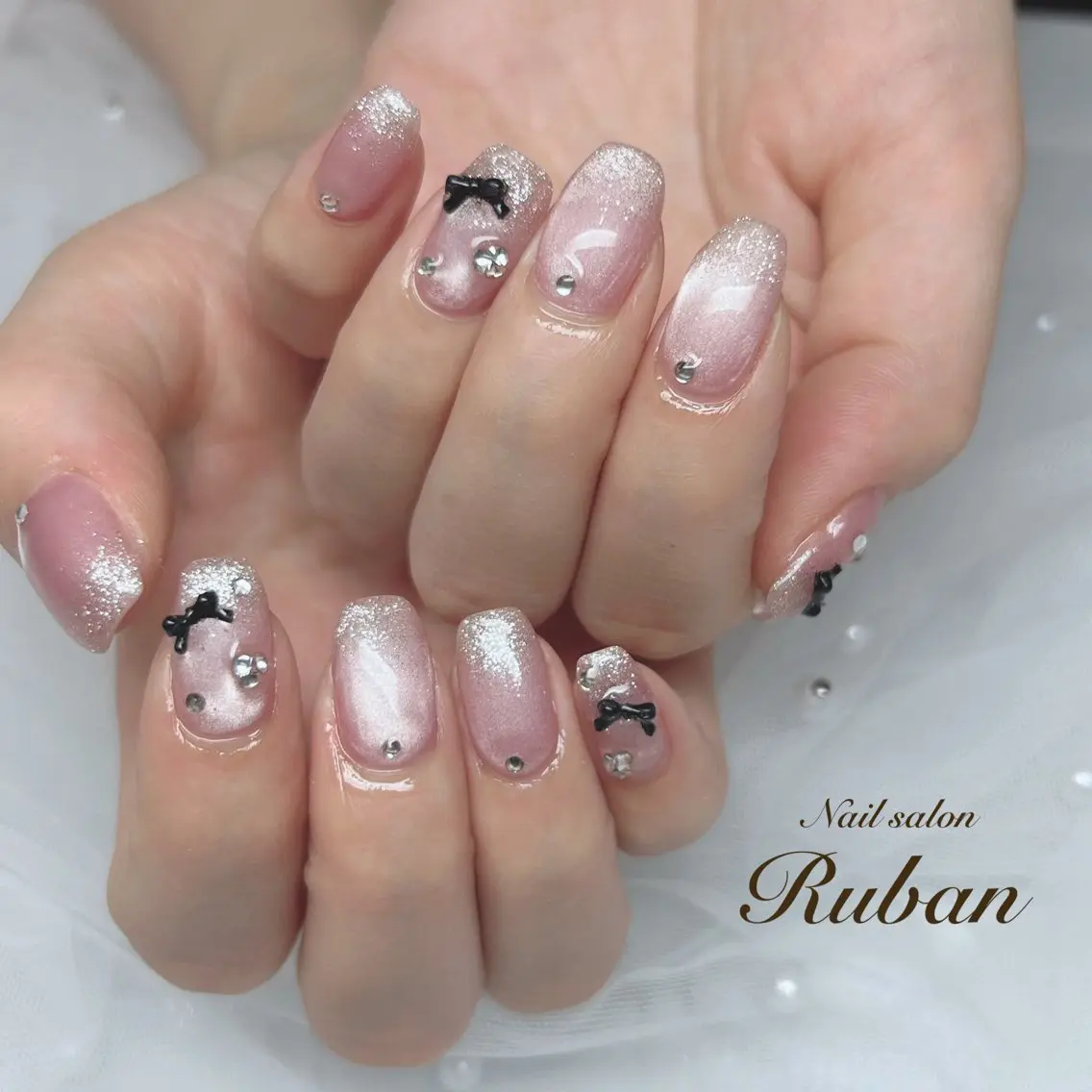 ネイル グラデーション マグネットネイル リボン Nail salon Rubanのネイルデザイン
