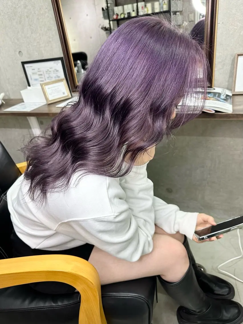 カラー ブリーチ ラベンダーカラー ヘアカラー トリートメント かずくん🦩名古屋 ハイトーン/レイヤーのヘアスタイル