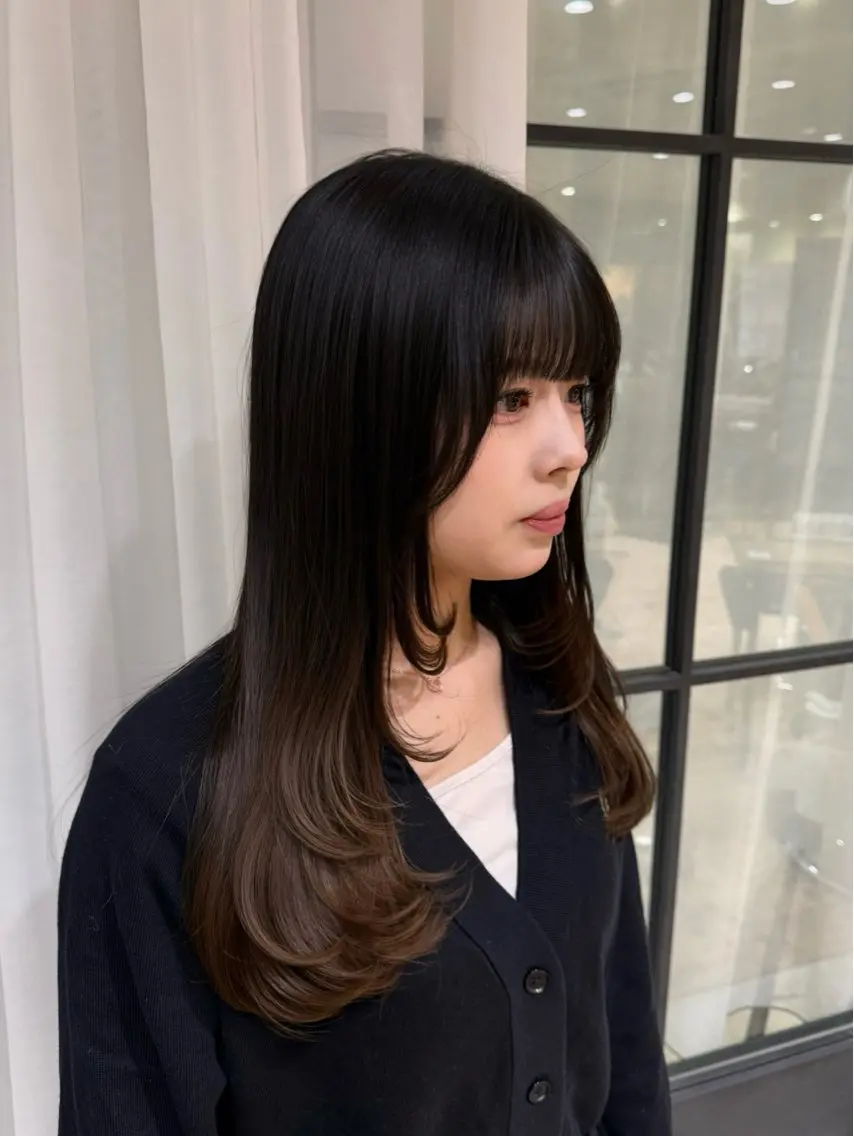 ロング 顔まわりレイヤー 顔周りカット レイヤーカット カット nana/ボブ/ レイヤー/梅田のヘアスタイル