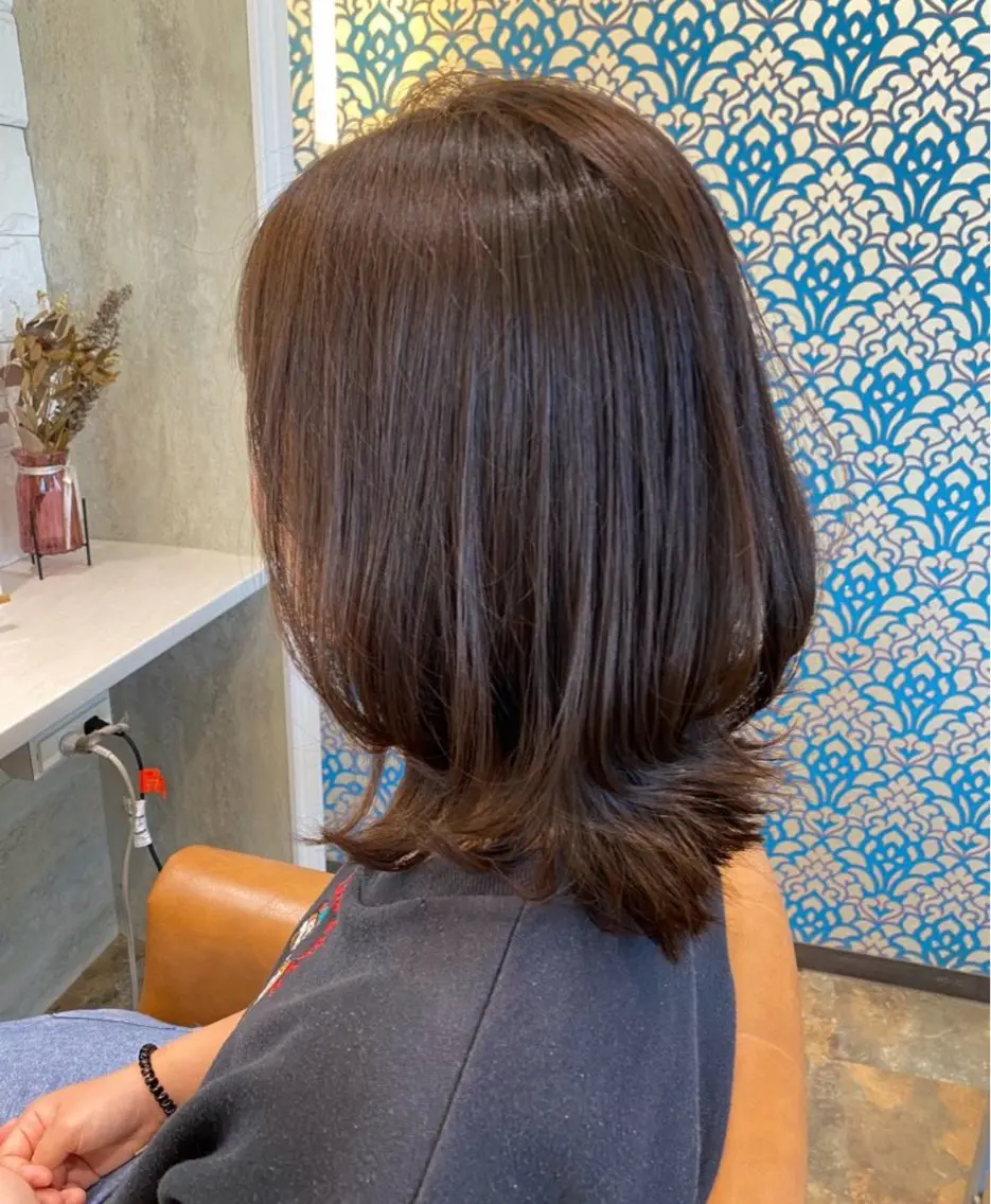 ミディアム カット ヘアカラー トリートメント ママ美容師 Tsuchiyaのヘアスタイル