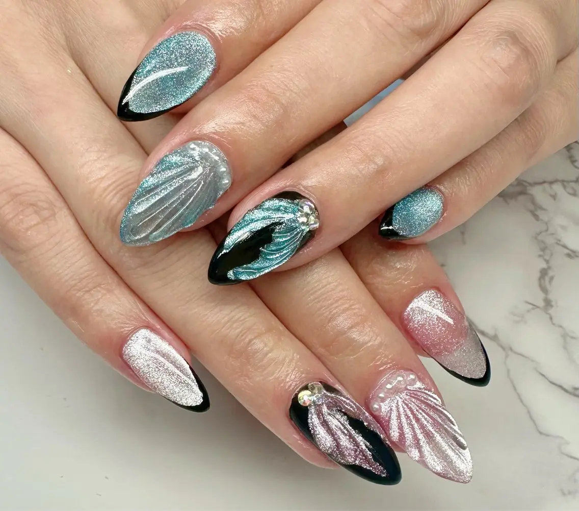 ネイル フレンチネイル マグネットネイル ニュアンスネイル ワンカラーネイル 夏ネイル Mai’s nailのネイルデザイン