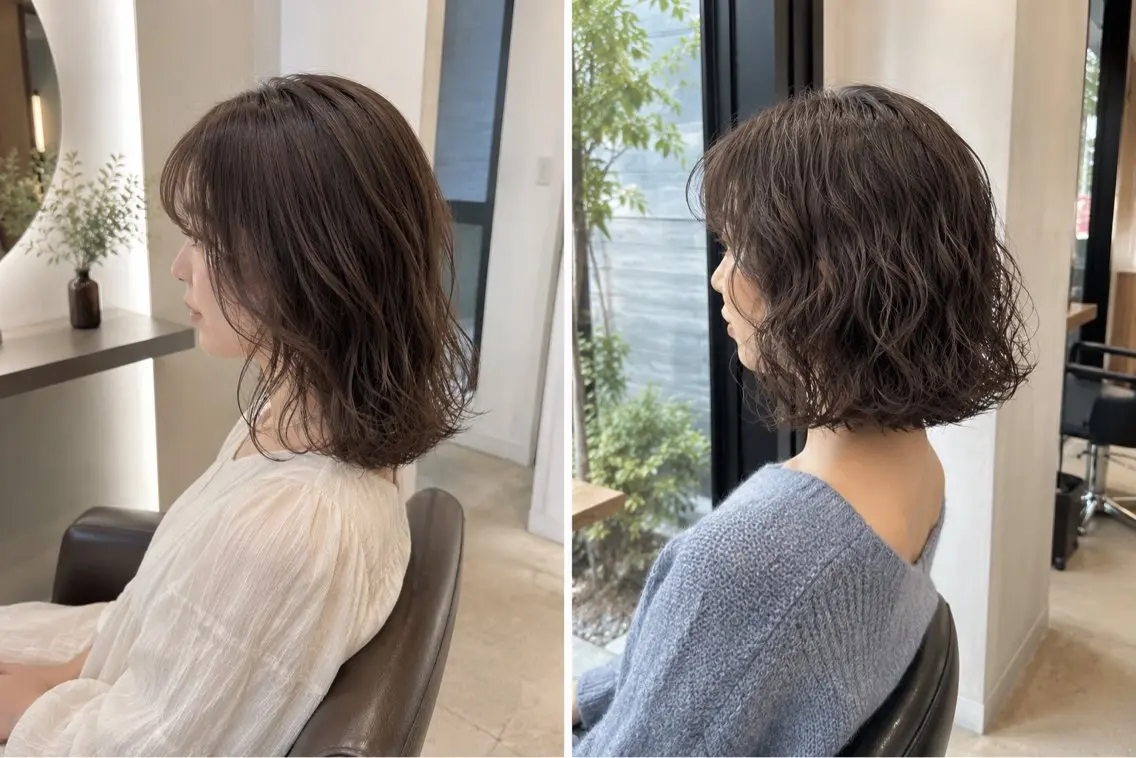ミディアム パーマ 天王寺店/モデル RINAのヘアスタイル