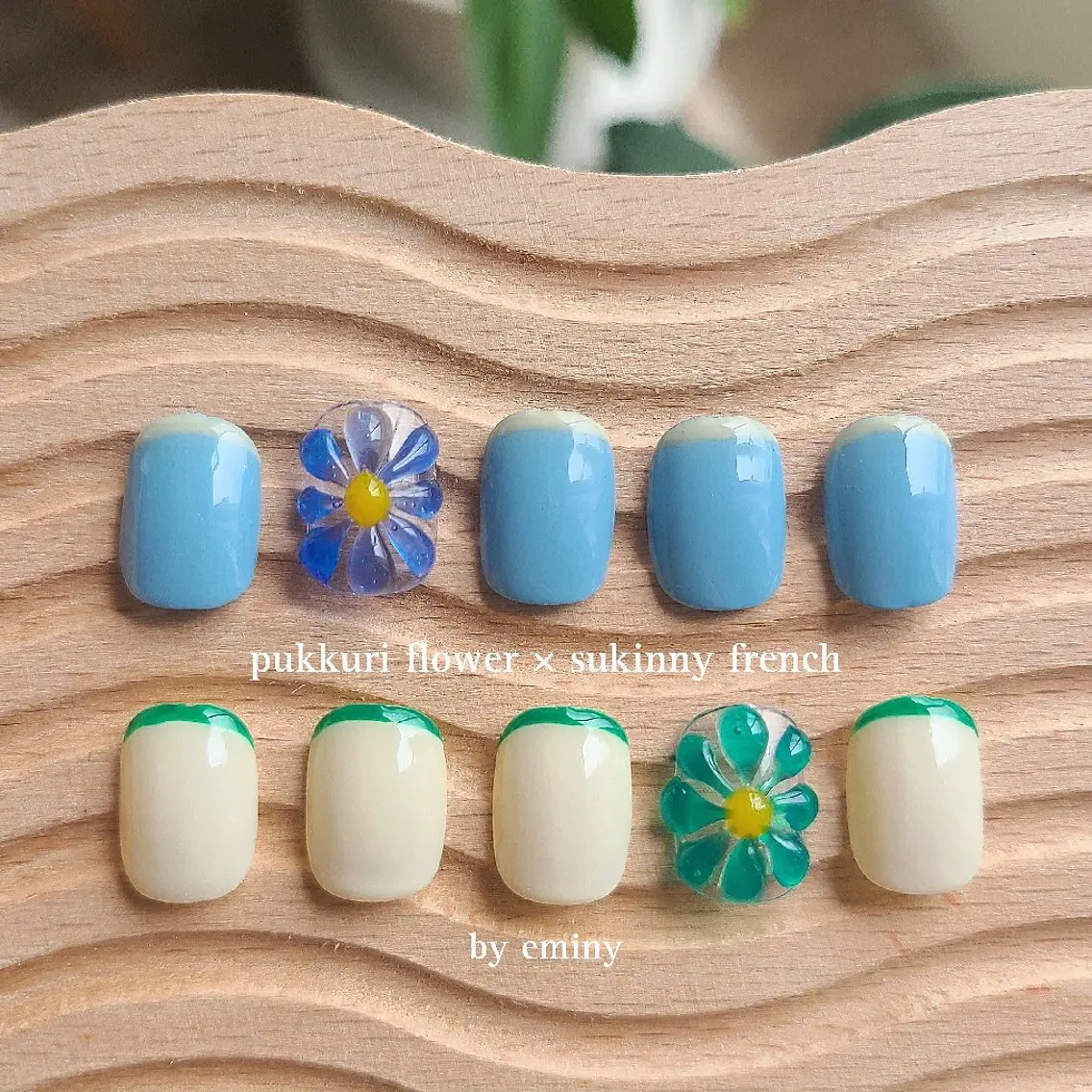ネイル フラワーネイル フレンチネイル ぷっくりネイル nail salon  eminyのネイルデザイン