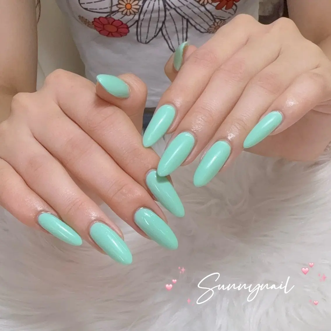 ネイル 長さ出し グリーン 韓国ネイル ワンカラーネイル シンプルネイル ハンドネイル ハンドケア sunnynail 小桃のネイルデザイン