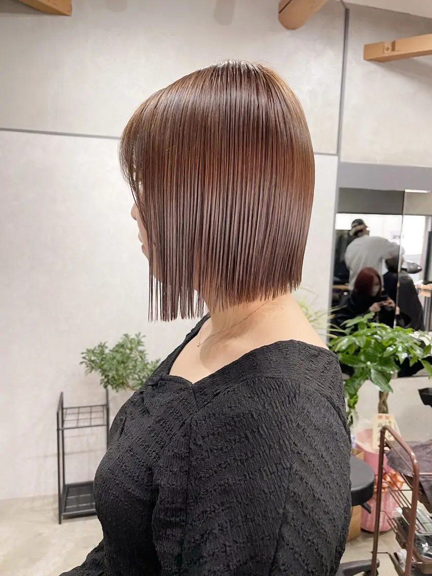 ミディアム カラー ボブ カット トリートメント AiM 大名　似合わせカットのヘアスタイル