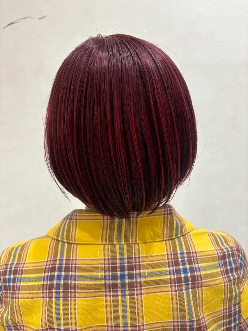 カラー ブリーチ レッドカラー 透明感カラー/艶髪 MOMOのヘアスタイル
