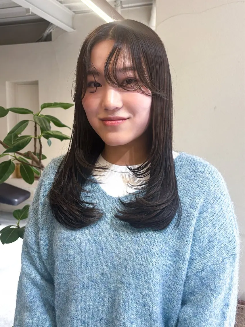 ロング カラー ブラウンカラー オリーブブラウン 韓国風ヘア レイヤーカット カット ヘアカラー トリートメント ヘアセット 💎韓国風レイヤー /ボブ💎Namiのヘアスタイル