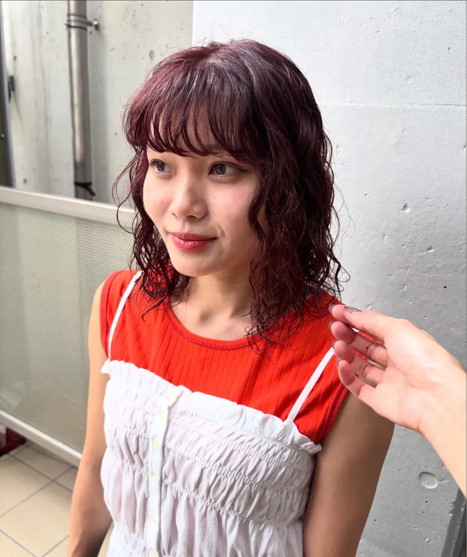 ミディアム パーマ カット パーマ しみず さくら🌸のヘアスタイル