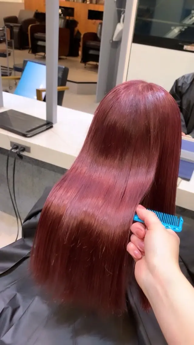 セミロング カラー Agu peachのヘアスタイル