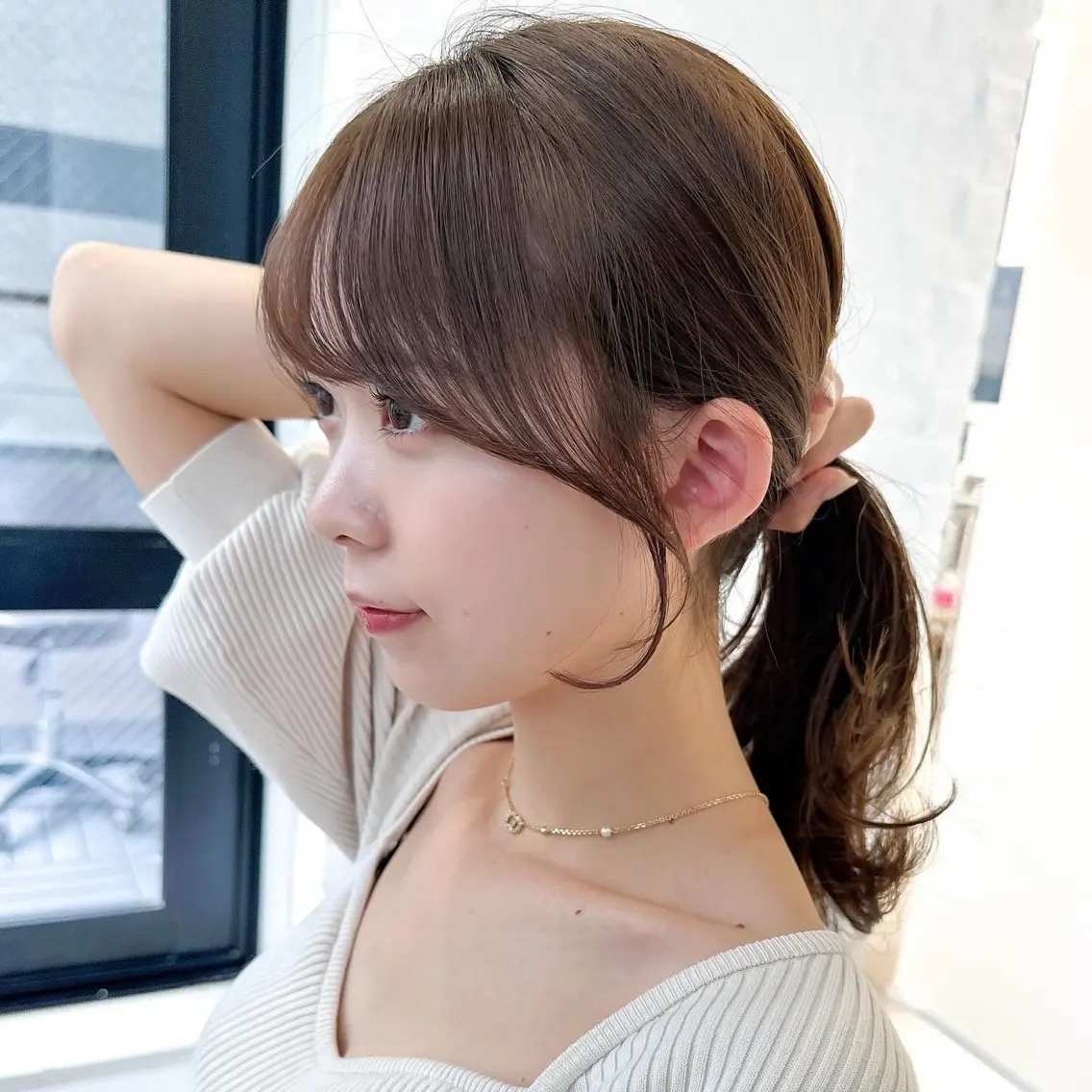 セミロング カラー ベージュカラー ブラウンカラー ブラウンベージュ くびれヘア 顔周りカット 顔周り/くびれヘア 韓国ヘア💕風間るなのヘアスタイル