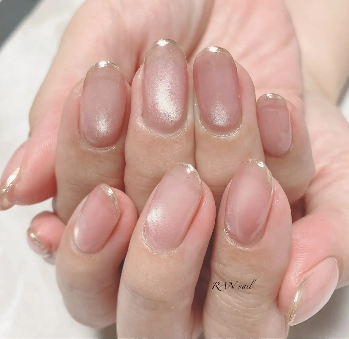 ネイル フレンチネイル マグネットネイル ミラーネイル ピンク シンプルネイル ハンドネイル フットネイル RAN nailのネイルデザイン