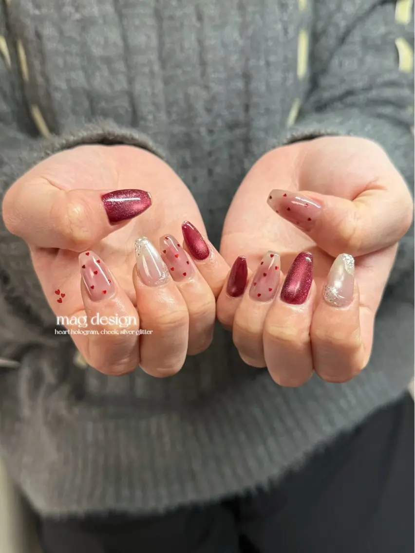 ネイル 赤色 ハンドネイル nail salon rhuneのネイルデザイン