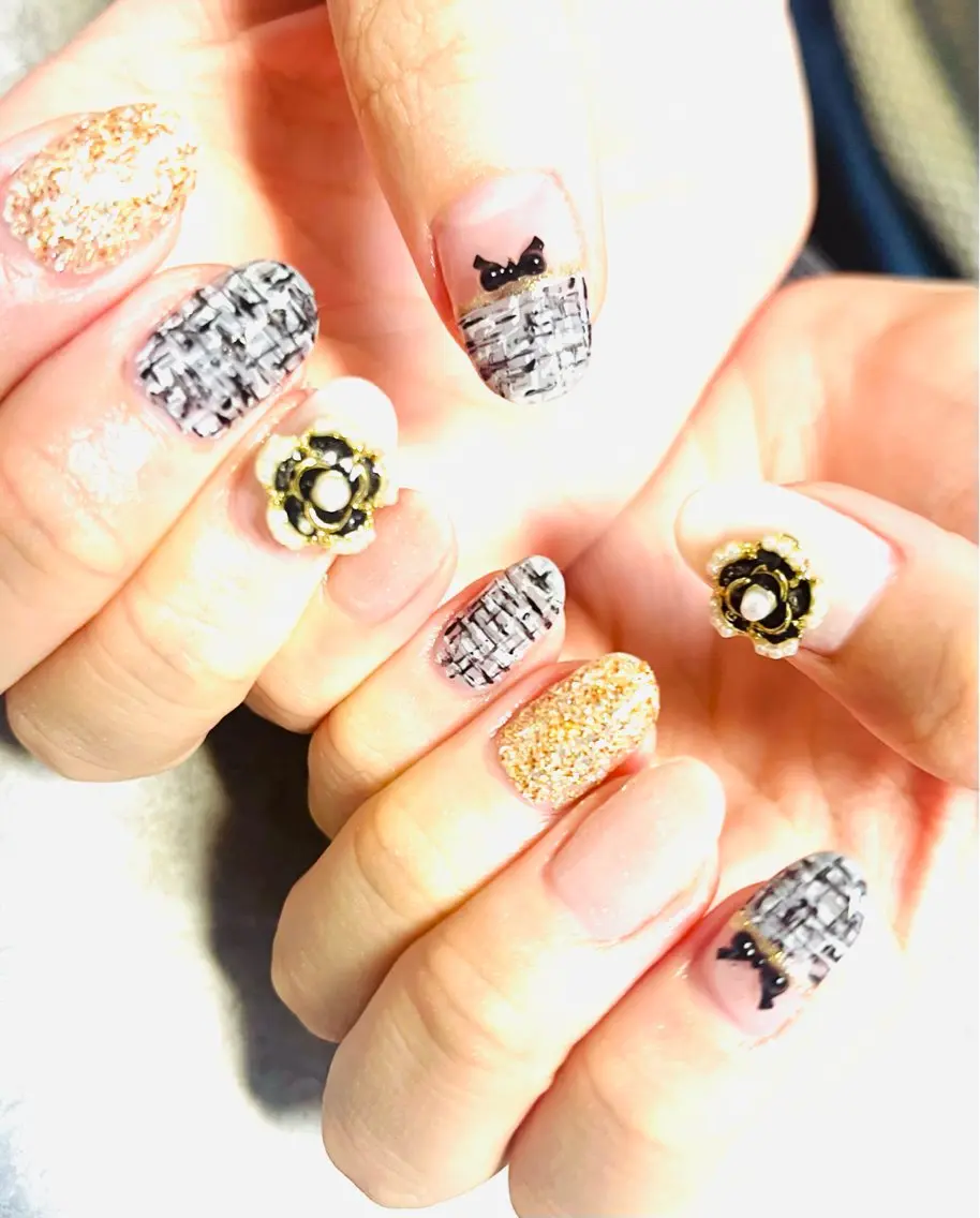 ネイル ツイードネイル 冬ネイル ベテランネイル cnc nailのネイルデザイン