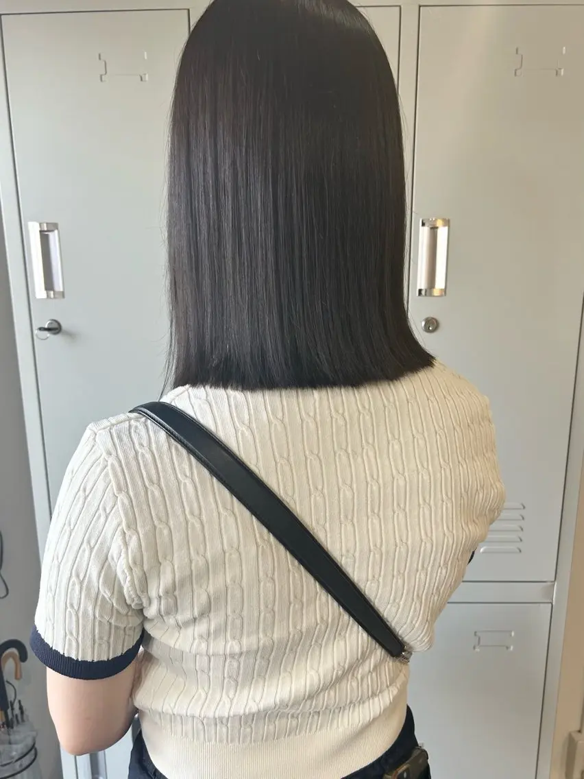 ミディアム ボブ 髪質改善 韓国風ヘア レイヤーカット 縮毛矯正 ヘアカラー トリートメント suii..hair designのヘアスタイル