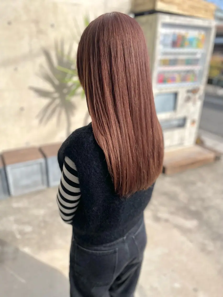 ロング カラー ベージュカラー オレンジ オレンジベージュ 日高 香織のヘアスタイル