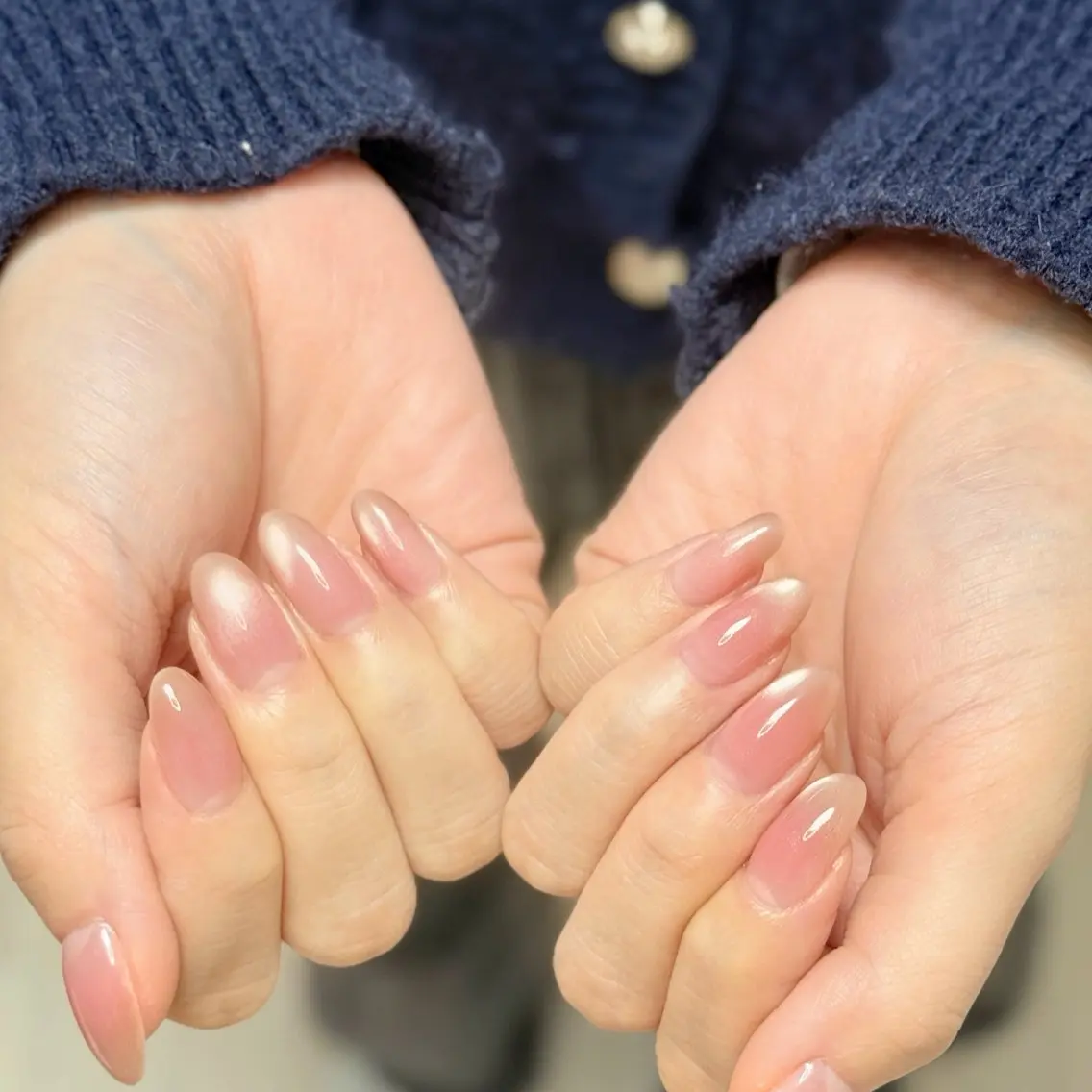 ネイル アートネイル オーロラネイル チークネイル フレンチネイル ガラスフレンチ 🎀🎀YooLi Nail Salonのネイルデザイン