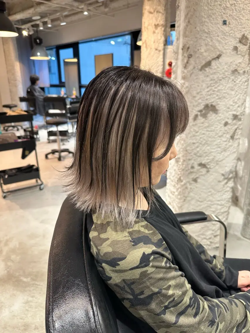 ミディアム カラー ヘアアレンジ ヘアカラー トリートメント 久米 治仁のヘアスタイル