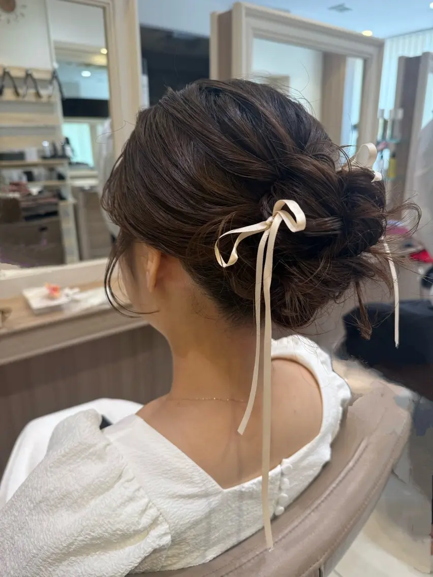 セミロング ヘアアレンジ ヘアセット 韓国ヘアメイク🎀/ 縮毛矯正✨山本媛香のヘアスタイル