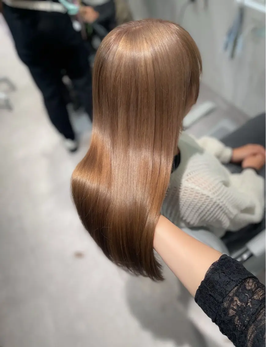 セミロング ヘアカラー 縮毛矯正 トリートメント 透明感巻ける縮毛矯正 可愛いStyle杏琉のヘアスタイル