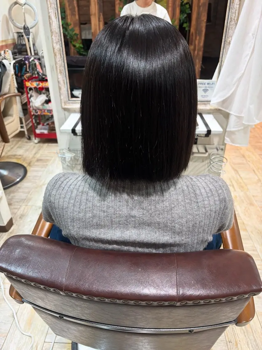 縮毛矯正 トリートメント 艶カラー/縮毛矯正 まなとのヘアスタイル