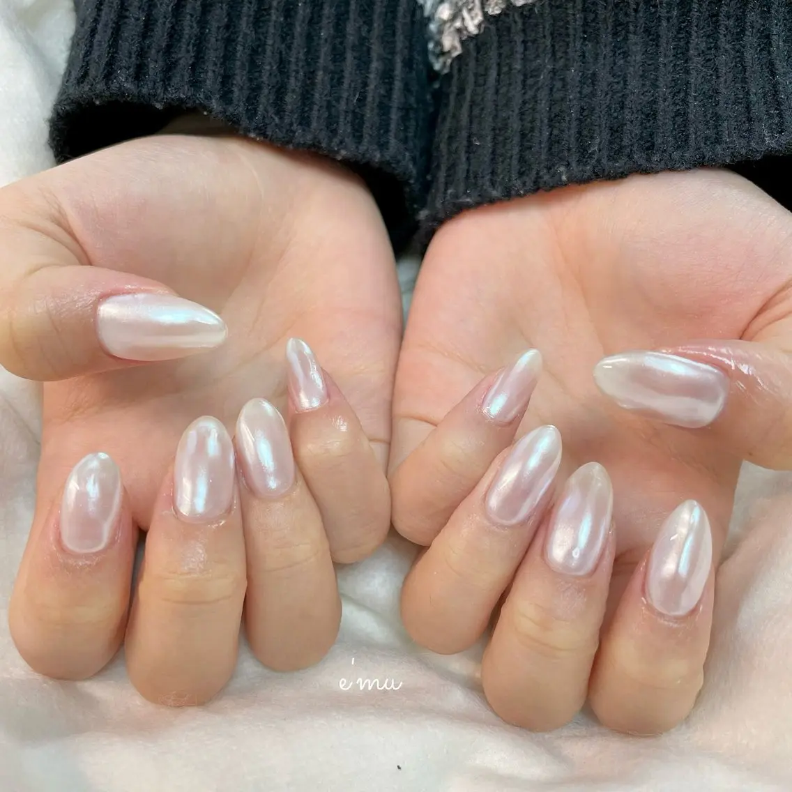 ネイル ホワイト ハンドネイル nail salon e'mu💐のネイルデザイン