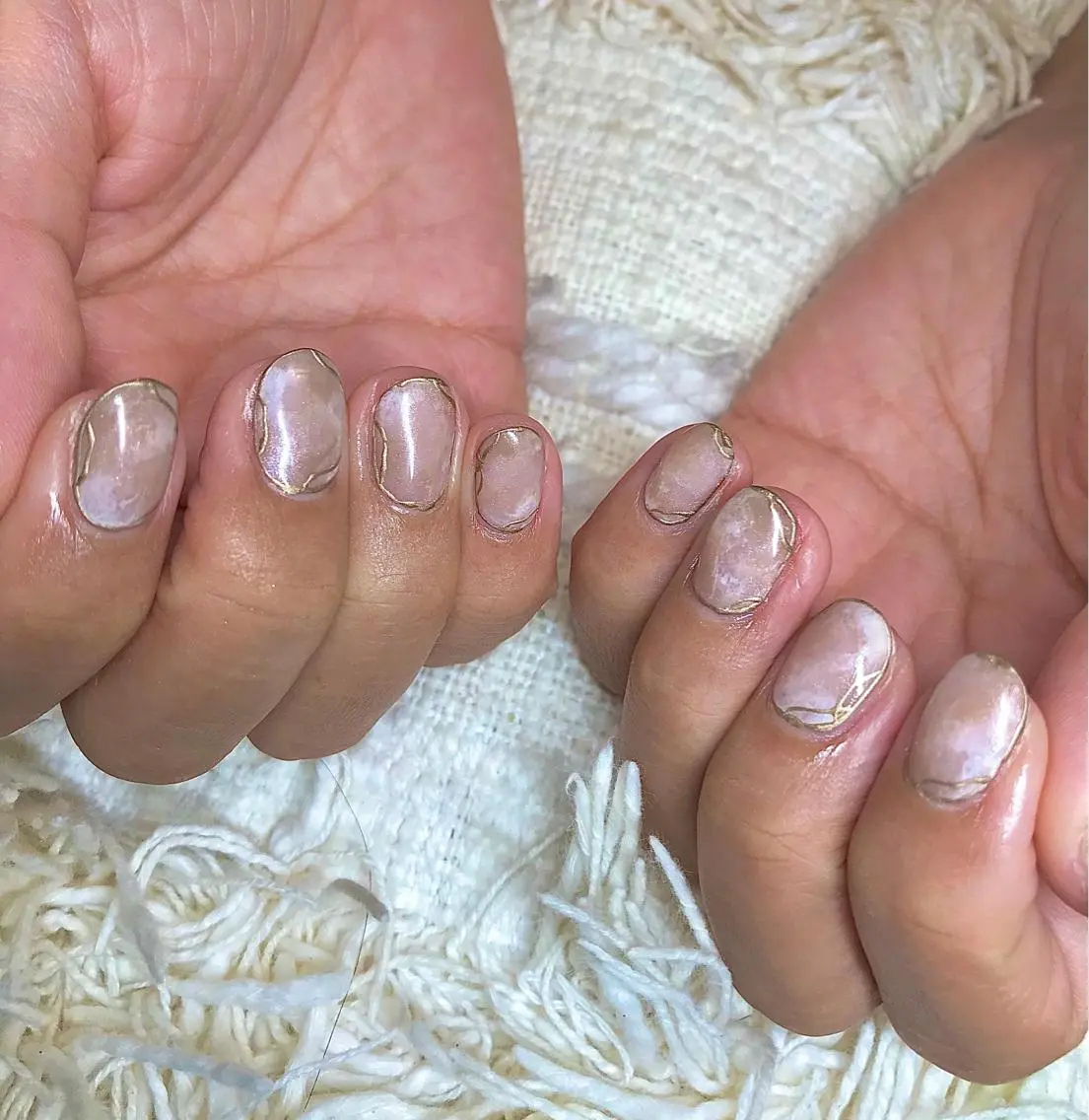 ショート カラー パーマ ヘアアレンジ メンズ キッズ ネイル マツエク・マツパ ベージュカラー ホワイト el. by Aoのネイルデザイン