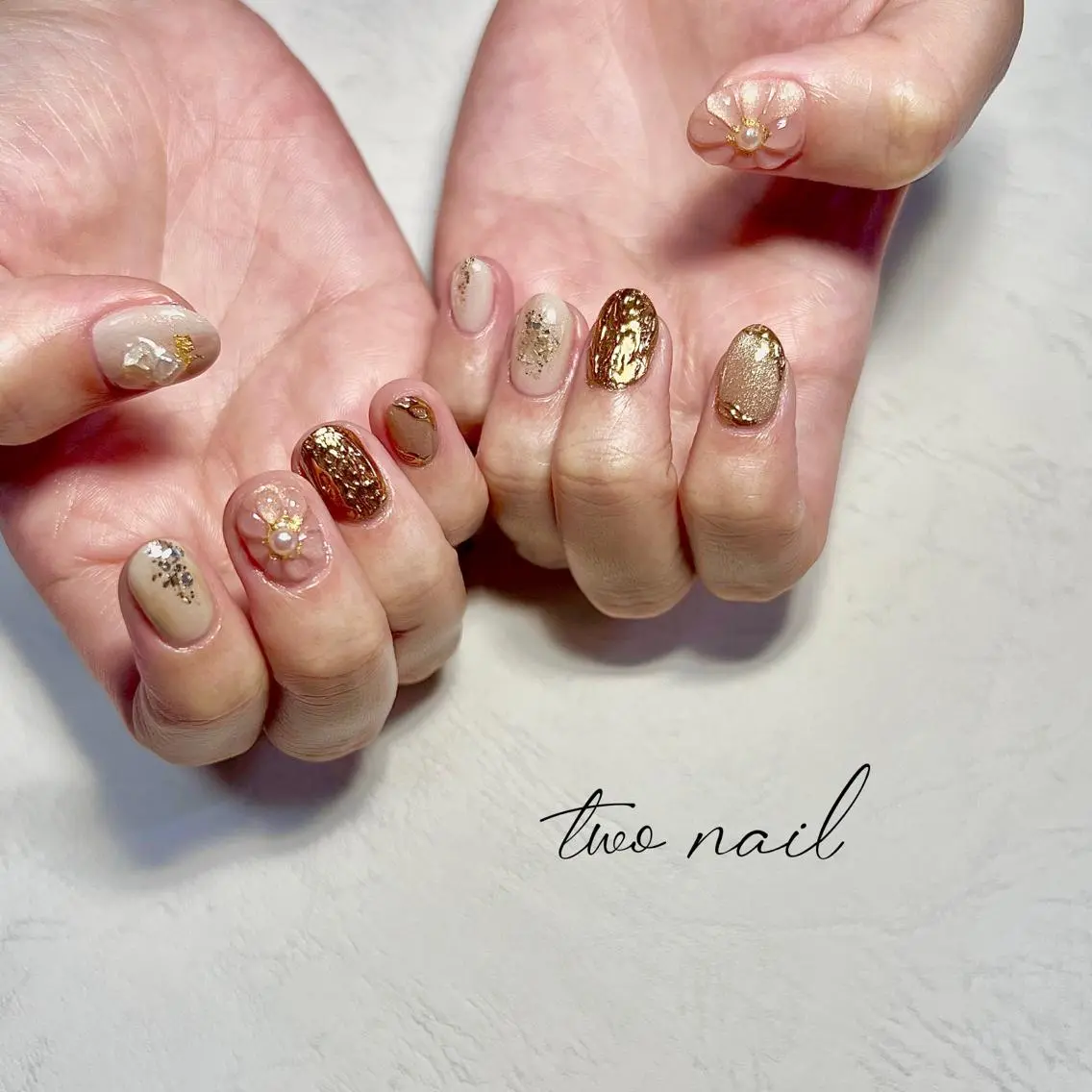 ネイル アートネイル フットネイル ハート ニュアンスネイル ホワイト two nailのネイルデザイン