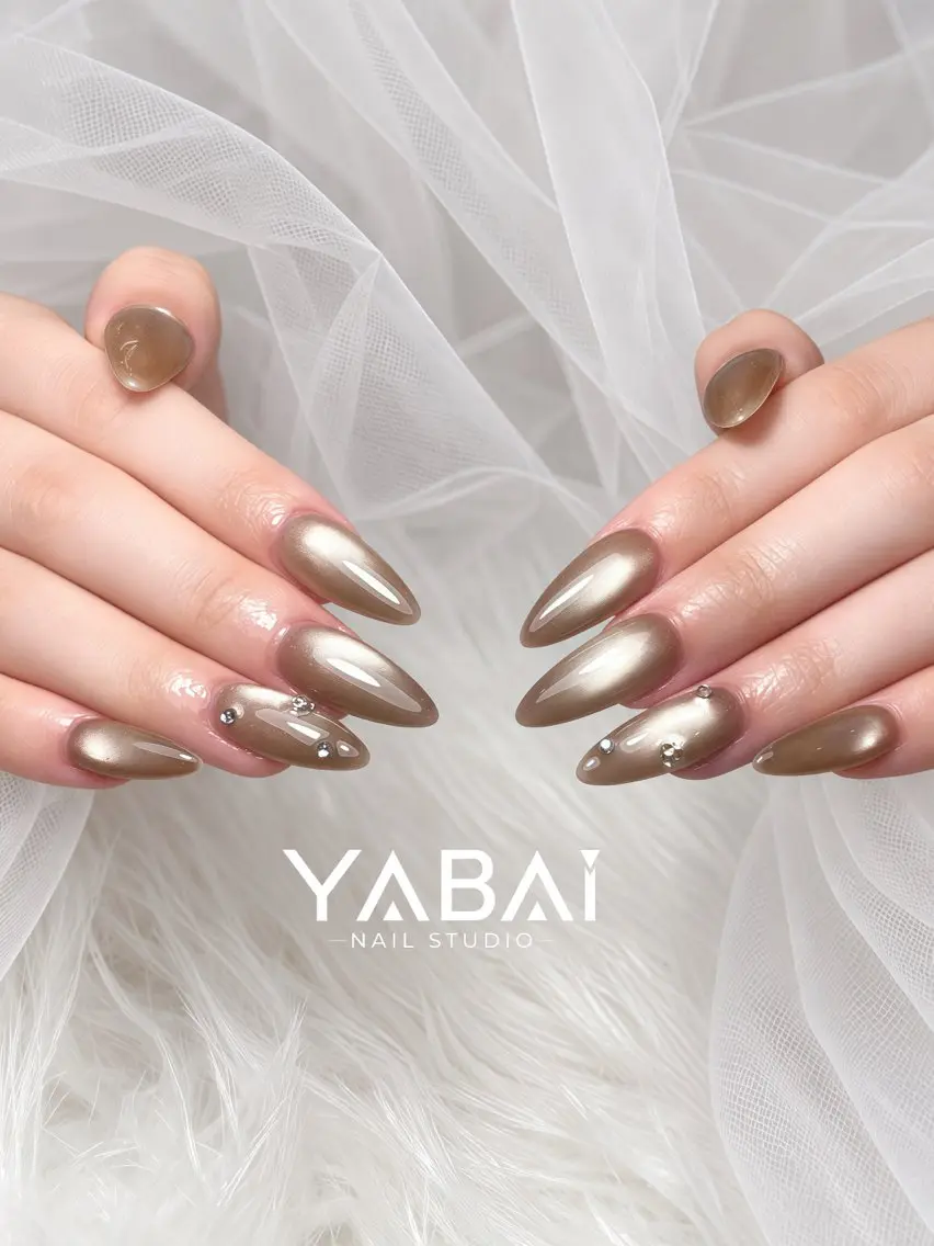ネイル ブラウン マグネットネイル ストーンネイル YABAI NailStudioのネイルデザイン