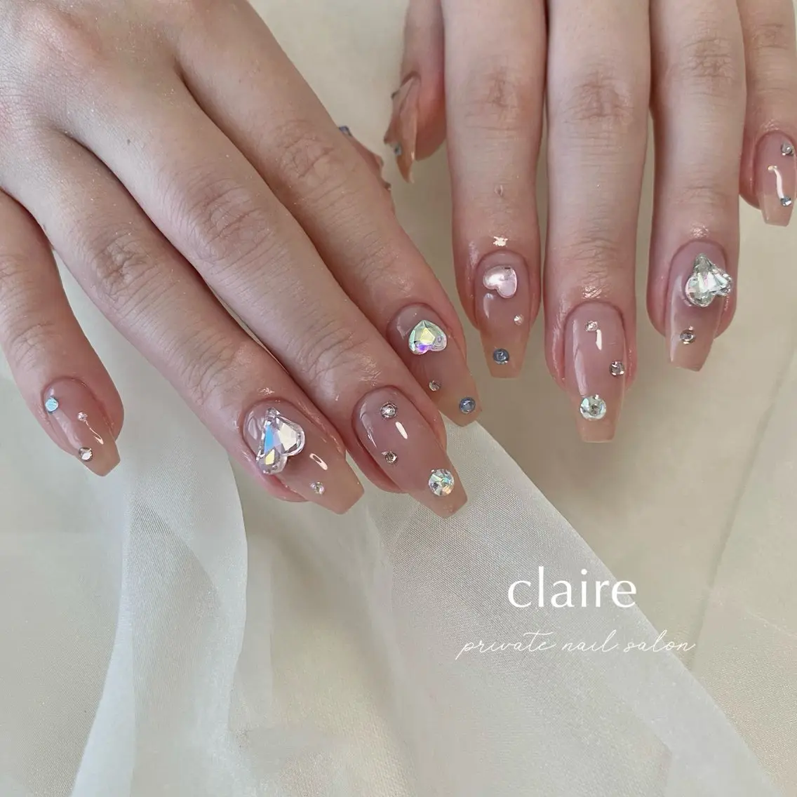 ネイル ハート ハンドネイル claire_ rie.のネイルデザイン