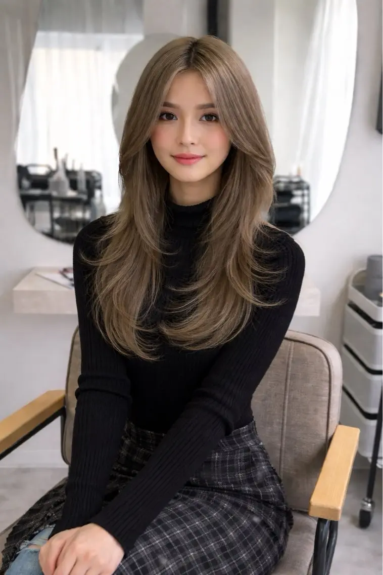 ロング カット ヘアカラー トリートメント むっちー/河原町/ 縮毛矯正/韓国ヘアーのヘアスタイル