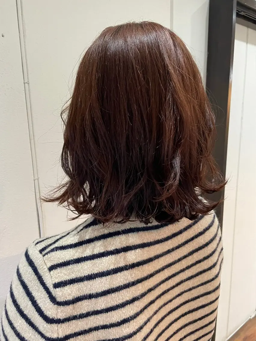 ミディアム オレンジブラウン デジタルパーマ特化 杉浦 夏生のヘアスタイル
