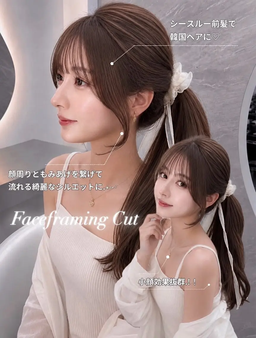 セミロング カラー ヘアアレンジ 黒髪 ブルーカラー ブルーブラック ブラウンカラー 透明感カラー カット ヘアカラー 🤍kana韓国ヘア 艶髪カラー特化🤍のヘアスタイル