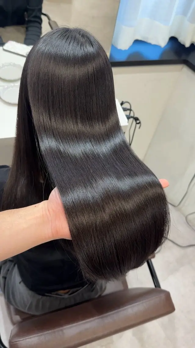 ロング ケアカラー 髪質改善 縮毛矯正 トリートメント 酸性ストレート 髪質改善×縮毛矯正 Core 片山健太のヘアスタイル