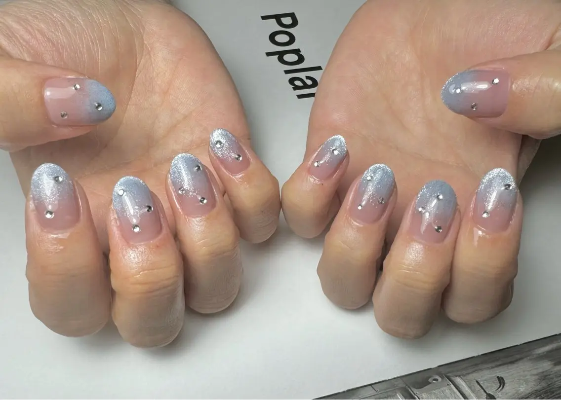 ネイル グラデーション 韓国ネイル マグネットネイル ワンホンネイル 冬ネイル 白日-hakubi nail-のネイルデザイン