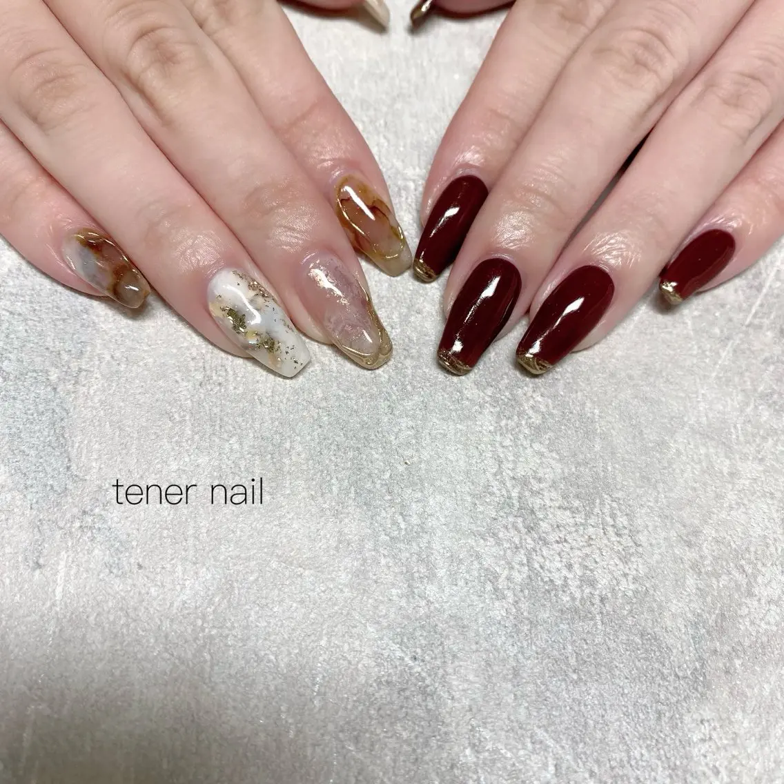 ネイル ボルドー ニュアンスネイル ハンドネイル テネルネイル tener nailのネイルデザイン