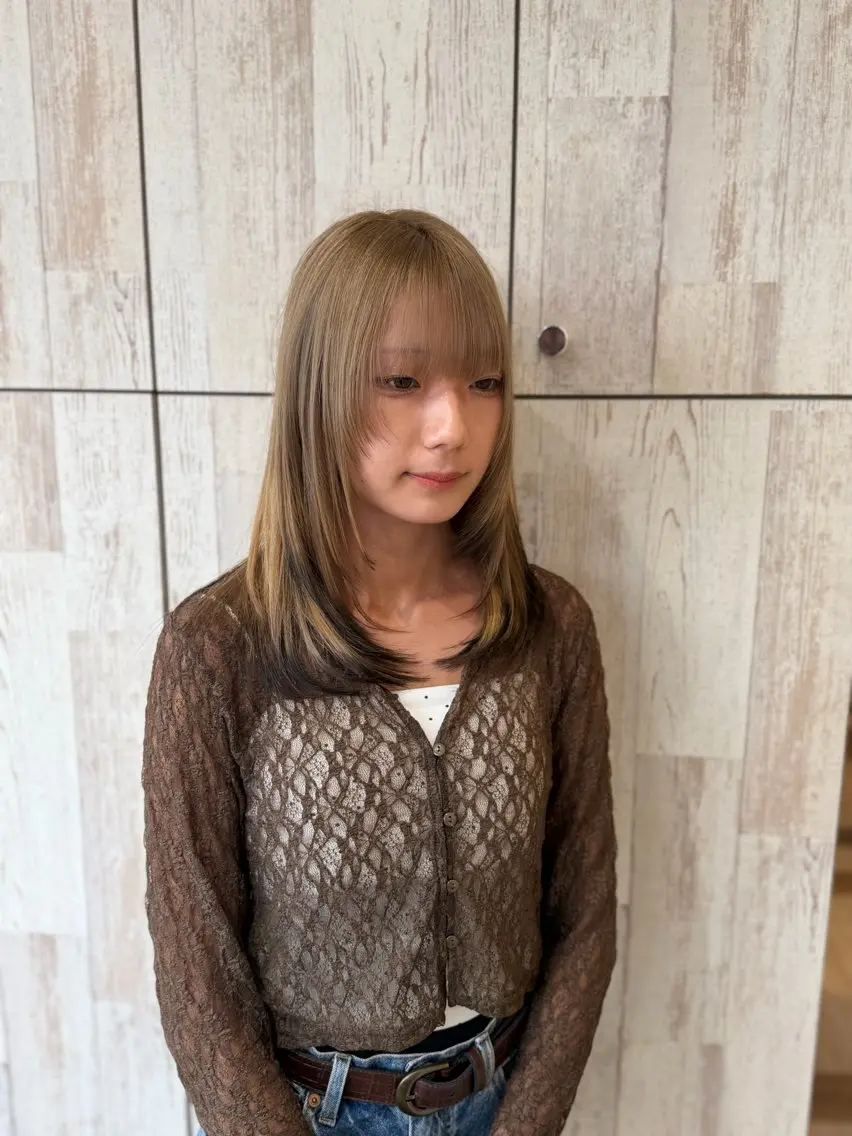セミロング カラー カット ヘアカラー 仙台×ブリーチ 斎藤相慶のヘアスタイル
