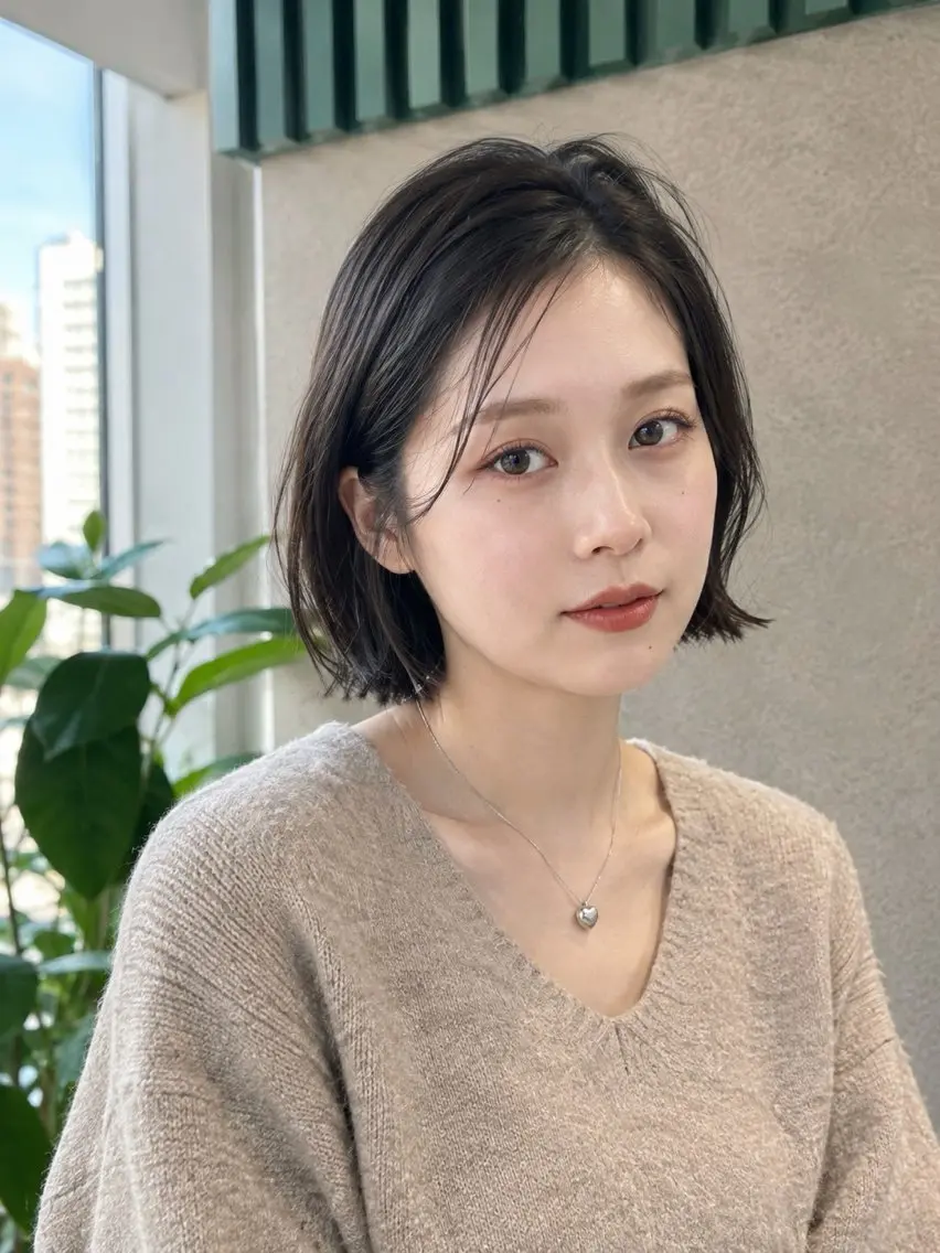 ミディアム 切りっぱなしボブ ボブ カット ヘッドスパ 🌙似合わせカット 🌙aiのヘアスタイル