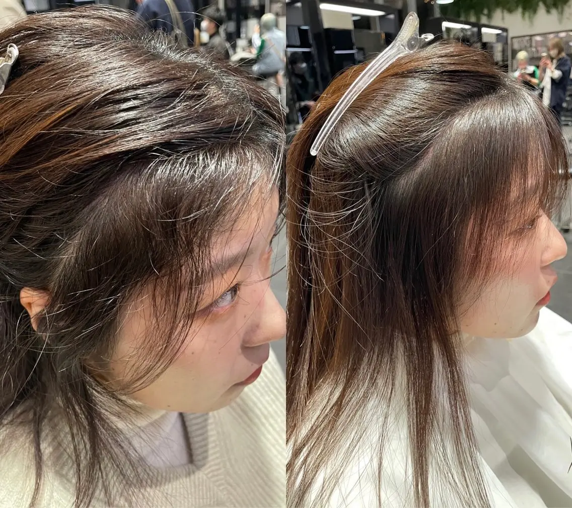ミディアム パーマ 似合わせカット 小顔/大阪谷町のヘアスタイル