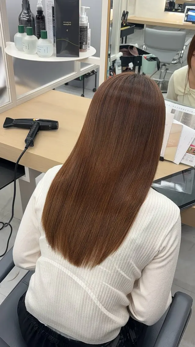 ロング カット ヘアカラー 縮毛矯正 トリートメント 今話題の艶髪矯正 美艶カラー/FUKAのヘアスタイル