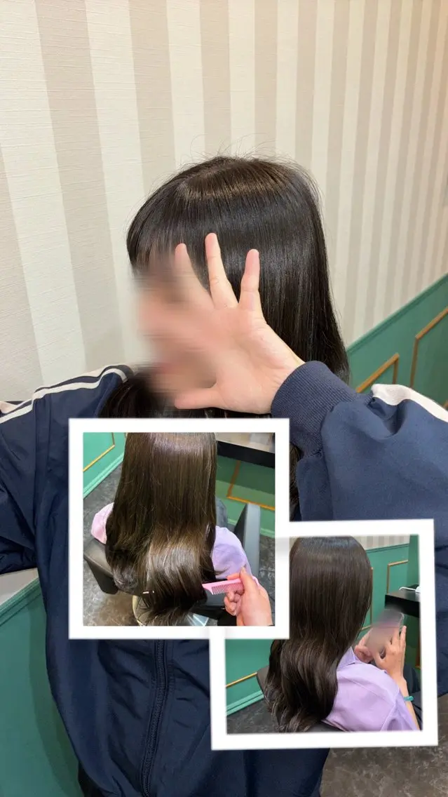 セミロング カラー ベージュカラー オリーブベージュ 望月 星音のヘアスタイル