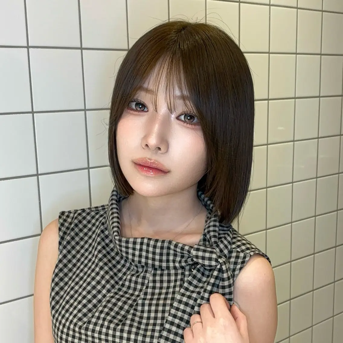 ミディアム カラー ヘアアレンジ ベージュカラー 透明感カラー ボブ 韓国風ヘア ワンホンヘア カット ヘアカラー トリートメント 韓国ヘア/ロー レイヤー/Rumiのヘアスタイル